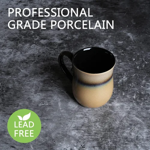 Miniatura 3 de Bosmarlin Taza grande de café de cerámica, 20 onzas, taza de té grande para oficina y hogar, apta para lavavajillas y microondas (20 onzas, nuez)