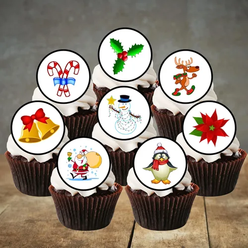 Miniatura 4 de PRECUT - Decoración comestible para tartas de Navidad, decoración de baby shower de Navidad para decoración de pasteles, decoración comestible