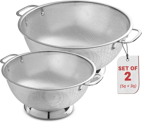 Miniatura 7 de Bellemain Colador de metal de 3 cuartos de galón con asa Pasta, espaguetis, bayas, frutas, verduras, cesta coladora de alimentos de cocina
