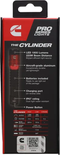 Miniatura 8 de Cummins CMN35361 Pro Series Cilindro P50 LED linterna recargable 1800 lúmenes LED múltiples modos de luz más banco de energía