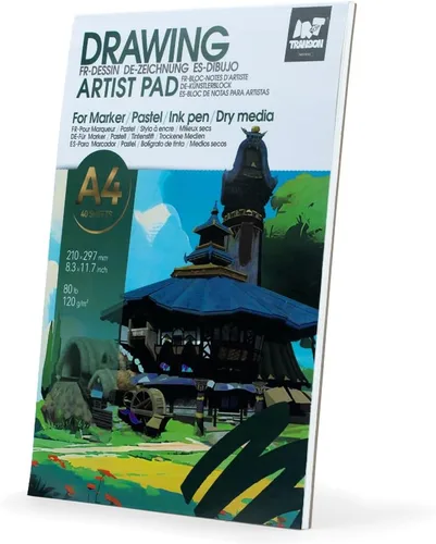TRANSON Cuaderno de dibujo A4, papel de arte pesado de 80 libras/4.23 oz/m², no se traspasa, 40 hojas/80 páginas de 8.3 x 11.7 pulgadas para dibujo