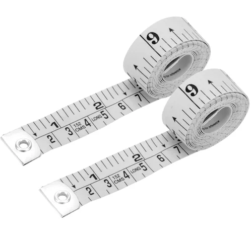 Miniatura 9 de Paquete de 2 cintas métricas de tela blanca, cinta métrica para el cuerpo Cinta métrica suave para costura de tela y medición médica del cuerpo