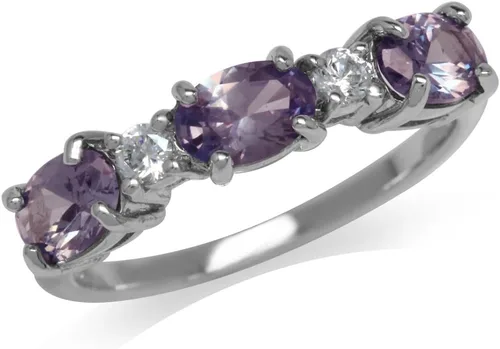 Miniatura 3 de Silvershake 3 Stone White Gold Plated 925 Sterling Silver Ring