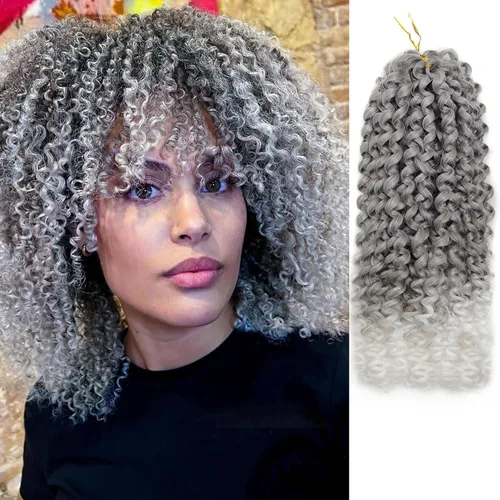 Miniatura 13 de 8 Paquetes de Cabello Rizado con Ganchillo GoGo, Cabello Rizado con Ganchillo para Mujeres Negras, Trenzado de Onda Profunda, Cabello Sintético