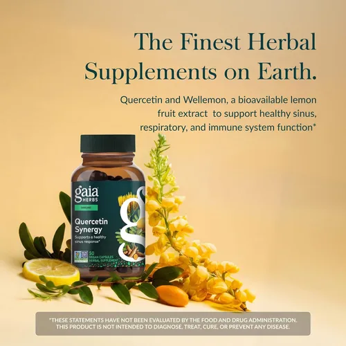 Miniatura 2 de Gaia Herbs Quercetin Synergy - Apoya la salud inmunológica* - Extracto de fruta de limón Wellemon - 50 cápsulas veganas (50 porciones)