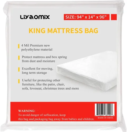 Miniatura 13 de Paquete de 2 bolsas de colchón Queen para mudanza y almacenamiento, 0.059 in, 76 x 96 pulgadas, fundas de colchón de plástico transparente