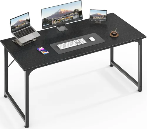 Miniatura 33 de Huuger - Escritorio de oficina moderno y sencillo, escritorio para juegos de 40 pulgadas con almacenamiento, marco de metal negro, amplio espacio