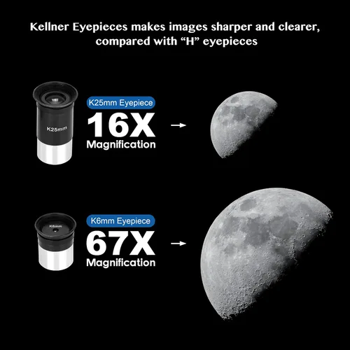 Miniatura 4 de AOMEKIE 40070 Telescopios para principiantes y adultos de Astronomía Telescopios astronómicos de 2.756 in con trípode ajustable K6 y K25 oculares