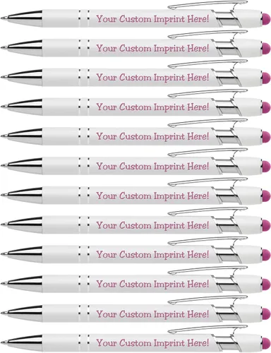 Miniatura 12 de ExpressDesigns™ - Bolígrafos personalizados de alta calidad con lápiz óptico Blanco hermoso Bolígrafos personalizados con nombre impreso