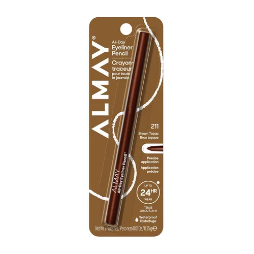 Miniatura 20 de Almay Lápiz delineador de ojos para todo el día, a prueba de manchas, maquillaje de ojos impermeable, hipoalergénico, sacapuntas integrado, 205 Negro