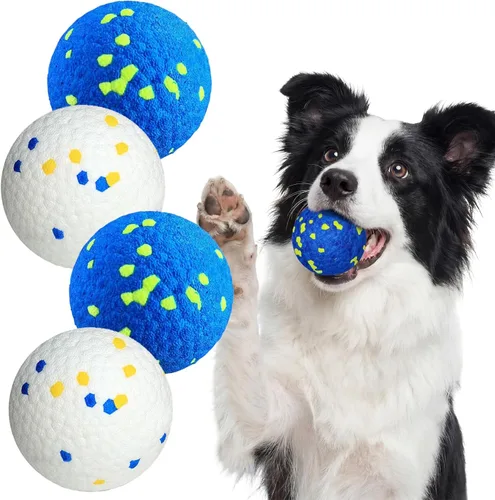 Miniatura 9 de Paquete de 2 pelotas hinchables para perros, juguetes indestructibles de 3 pulgadas para masticadores agresivos, pelotas de tenis alegres al aire