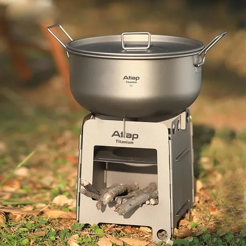 Miniatura 4 de Estufa de leña plegable de titanio Estufa de camping para mochileros Estufa portátil de alcohol para acampar al aire libre Picnic