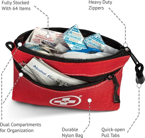 Miniatura 4 de Swiss Safe Kit de primeros auxilios 2 en 1 para automóvil, viajes y hogar, negocios – Mini kit adicional para ayuda de emergencia médica