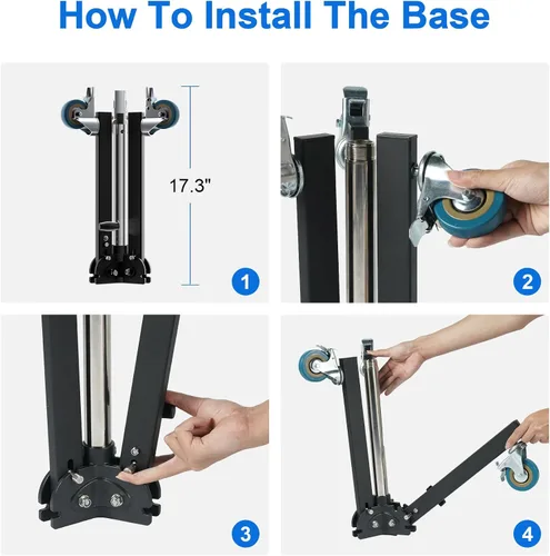 Miniatura 7 de Selens Soporte de luz resistente de 98.4"/250cm con 2 empuñaduras de pistola, postes desmontables, ruedas giratorias de 360°, adaptador de tornillo