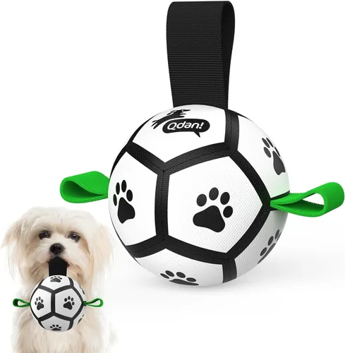 Miniatura 31 de QDAN Pelota de fútbol para perros con correas, juguetes interactivos de forcejeo, juguete de cumpleaños para cachorros, juguete acuático, para rojo