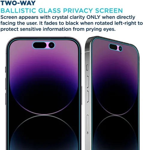 Miniatura 3 de Tech Armor Paquete de 1 protector de pantalla de vidrio balístico de privacidad compatible con Apple iPhone 14 Pro Max 5G de 6.7 pulgadas de vidrio