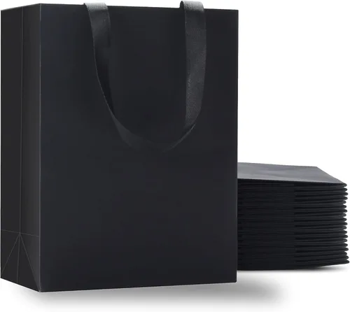 Miniatura 19 de Bolsas de regalo blancas con asas, 10 bolsas pequeñas de papel blanco de 5.25 x 3.75 x 8 pulgadas con asas de cinta, bolsa de compras de papel kraft
