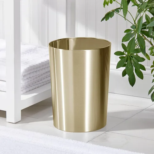 Miniatura 2 de mDesign Round Metal Small 1.7 Gallon Recycle Trash Can Wastebasket, Garbage Container Bin for Bathrooms, Kitchen, Bedroom, Home Office - Durable