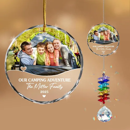 Miniatura 27 de Adorno de cristal con foto personalizada 2026 – Adorno de Navidad familiar personalizado, nombre personalizado, foto, fecha, recuerdo del día
