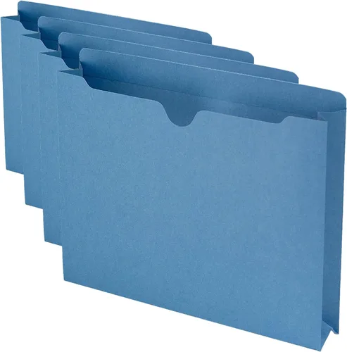 Smead File Jacket, Reinforced Straight-Cut Tab, 2" Expansion, Letter Size, Blue, 50 per Box (75562) (Pack of 4)