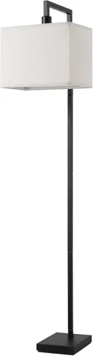 Miniatura 13 de Globe Electric 67046 - Lámpara de pie de 58 pulgadas, acabado negro mate, pantalla rectangular de lino blanco, diseño geométrico moderno, base E26