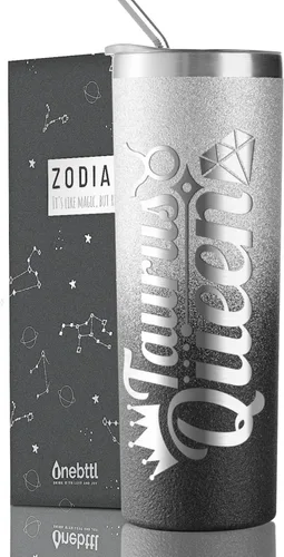 Miniatura 20 de Regalos del zodiaco Onebttl para mujeres, mejores regalos de cumpleaños para amigas, vaso de 20 oz de acero inoxidable, logotipo grabado en negro