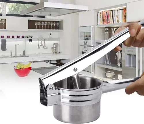 Miniatura 5 de Triturador de patatas de acero inoxidable, gran capacidad, 15 onzas, herramienta de cocina para papas, frutas, verduras y alimentos para bebés
