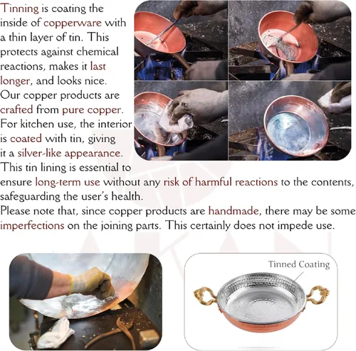 Miniatura 8 de Hakan Sartén de cobre para cocinar Sartén grande hecha a mano Sartén martillada con doble asa para tortilla Auténtica cocina de cocina e idea
