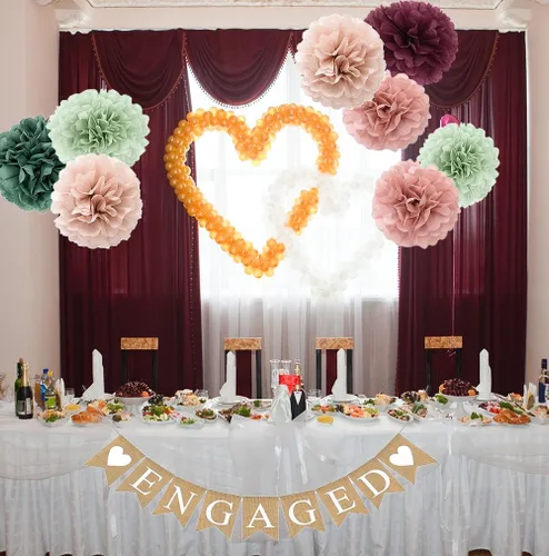 Miniatura 4 de 20 pompones de papel de seda – Decoraciones colgantes de papel de seda flores para novia, boda, despedida de soltera, cumpleaños, fiesta