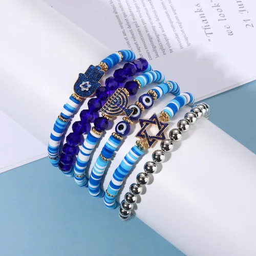 Miniatura 133 de Surfer Heishi - Pulseras apilables para mujer, apilables, de vinilo arcoíris, disco de arcilla, pulseras elásticas para la amistad, joyería bohemia