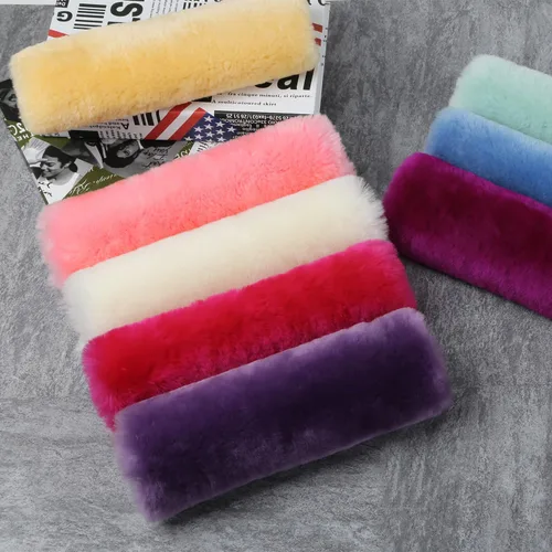 Miniatura 7 de Funda para cinturón de seguridad de automóvil de lana de oveja genuina suave, 2 piezas, almohadilla para hombro del cinturón de seguridad para una