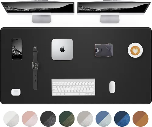 Miniatura 11 de Tapete protector para escritorio y mouse, antideslizante, de piel sintética, tapete impermeable de escritura para laptop, para oficina y hogar