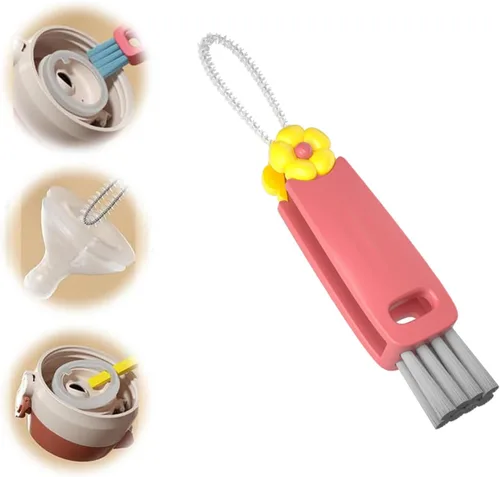 Cepillo de limpieza de ranuras de tapa de taza 3 en 1, cepillo de botella multifuncional, limpiador de ranuras de tapa de taza, herramientas de