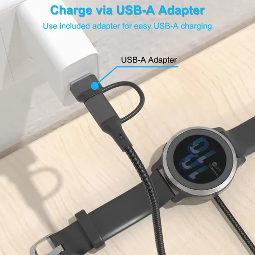 Miniatura 5 de Paquete de 2 cables de carga 2 en 1 para reloj Garmin de 3.3 pies, cable de carga USB con tipo C para Fenix 8 7 7X 6 Pro, Forerunner 970 965 570 265