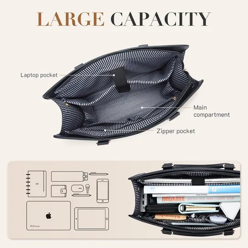 Miniatura 4 de ECOSUSI Bolsa de mano para laptop de 15.6 pulgadas, maletín de hombro de trabajo, mensajero para computadora con bolso de mano de embrague y juego