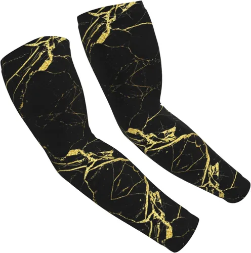 Miniatura 2 de Mangas de compresión con estampado de mármol negro y dorado para hombres y mujeres, protección solar UV