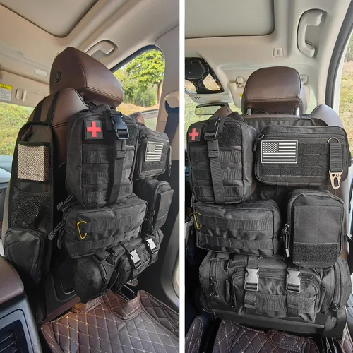 Miniatura 13 de Paquete de 7 organizadores tácticos para respaldo de asiento, organizador de camión con 6 bolsas desmontables, universal para automóvil, camión