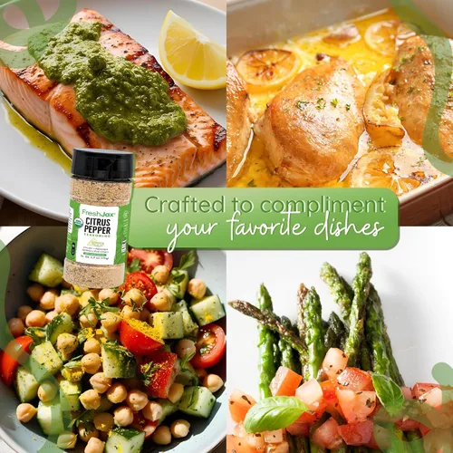 Miniatura 2 de FreshJax Condimento orgánico de pimienta cítrica, mezcla de pimienta y limón sabrosa de 5.7 onzas para pollo, filete, mariscos, pescado a