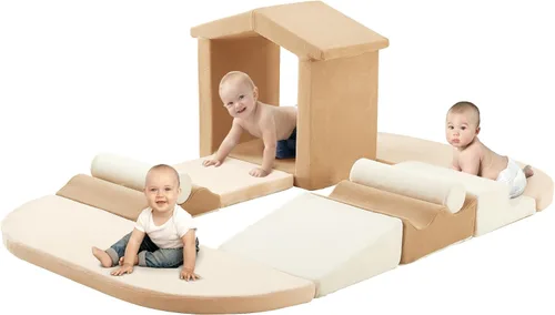 Elftopia Juego de 10 bloques de espuma para escalar con rampa y escaleras para niños pequeños, juego de gimnasio de espuma suave, juguetes de