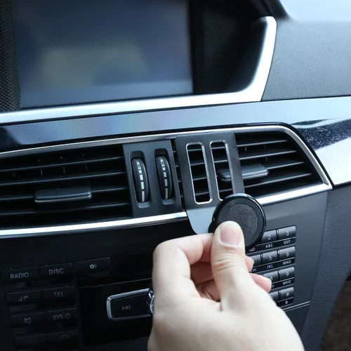 Miniatura 3 de Soporte para teléfono móvil de aleación de aluminio negro en la rejilla central del aire del automóvil, accesorios para Mercedes Benz Clase C W204