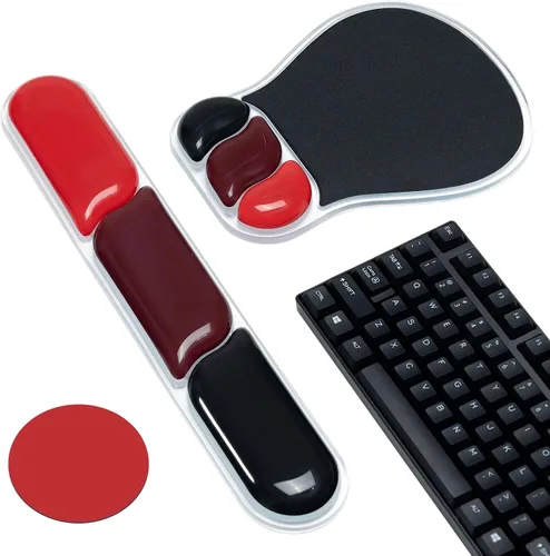 Miniatura 15 de Ospelelf Juego de alfombrilla de mouse con reposamuñecas de gel ergonómico para teclado, soporte de muñeca con parte inferior de goma Rosa y azul