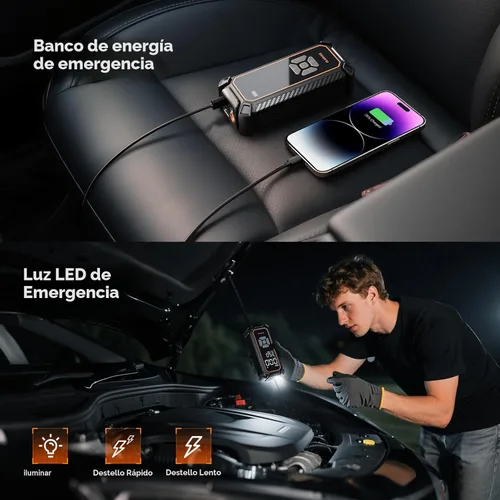 Miniatura 11 de OlarHike Compresor de aire portátil para inflado de neumáticos, inflado rápido, doble potencia, 6000 mAh y 12 V CC, bomba de aire inalámbrica