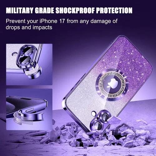 Miniatura 377 de Misscase Funda magnética con purpurina para iPhone 11 compatible con MagSafe, protección completa, delgada, a prueba de golpes, antiarañazos