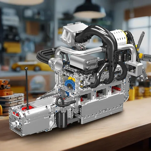 Miniatura 3 de Mould King 10214 Juego de construcción de modelo de motor de transmisión de 4 velocidades, proyecto de montaje mecánico de 2177 piezas con caja