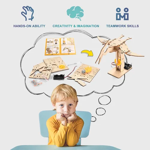 Miniatura 8 de Kits STEM de dinosaurios para niños de 8 a 10 a 12 años, juguetes de construcción de madera 4 en 1 para niños de 8 a 12 años, kit de carpintería