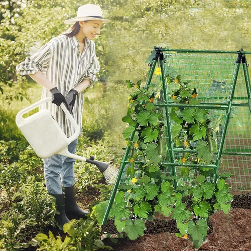 Miniatura 6 de Enrejados de pepino en un marco para plantas con soporte verde enrejado para pepino, plantas trepadoras, verduras, flores (verde) 47 x 15 pulgadas
