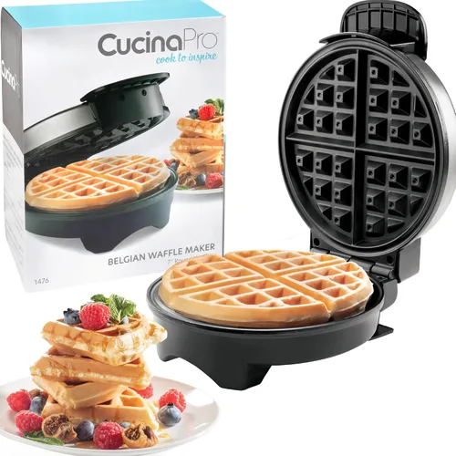 Máquina para hacer gofres belgas: plancha antiadherente de 7 pulgadas con control de tostado ajustable, horneador eléctrico que hace gofres gruesos