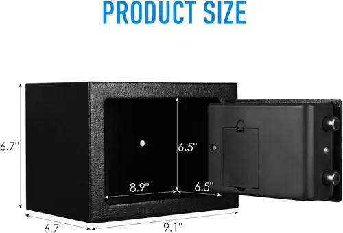 Miniatura 2 de TENAMIC Caja Fuerte 0.23 Pies Cúbicos Caja de Seguridad Digital Electrónica, Caja Fuerte con Cerradura de Teclado para Gabinete, Acero de Aleación