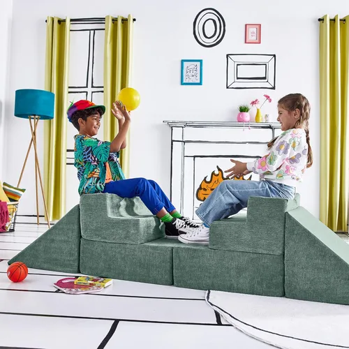 Miniatura 11 de Yourigami Sofá de juegos para niños y niños pequeños, sofá plegable convertible, diseño modular de espuma duradera, laguna azul Azul (Blue Lagoon)