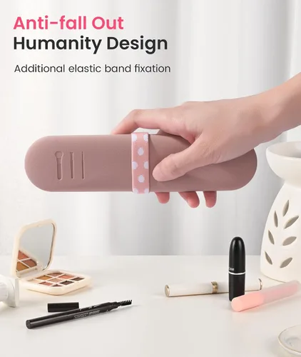 Miniatura 5 de Soporte para brochas de maquillaje de viaje, soporte de silicona moderno y portátil para brochas de cara, organizador de maquillaje, bolsa